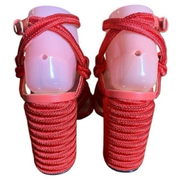 CAbi Womens Red Rope Open Toe Wrapped Chucky Block Heel Tiptoe Sandals Size 8 - Picture 6 of 8
